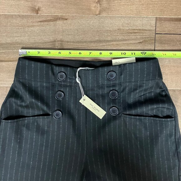 Max Studio London Women’s Size Small Black Pinstripe Wide Leg Sailor Pants NWT! - Picture 9 of 12